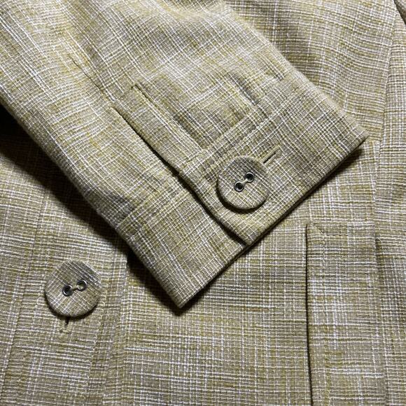 Ann Taylor Loft Tweed Blazer Jacket Yellow Size 8 3/4 Sleeves Button Front Women - Picture 4 of 10